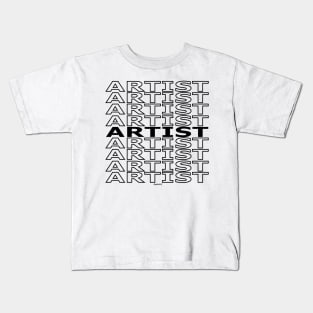 Artist Repeating Text (Black Version) Kids T-Shirt